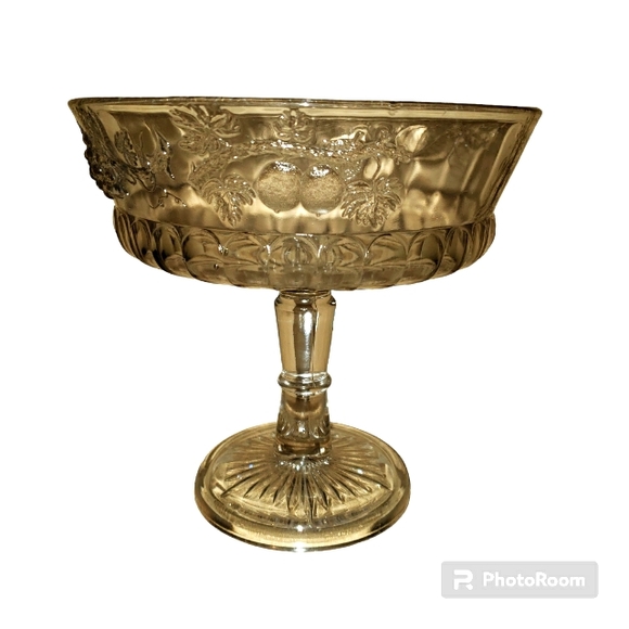 Vintage EAPG Dallzell, Gilmore & Leighton Glass 3D Fruit Cornucopia Compote - Picture 3 of 12